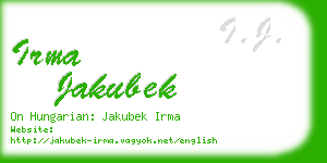 irma jakubek business card